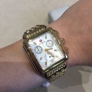 Michele 18mm Gold Deco MOP Face with Gold Band